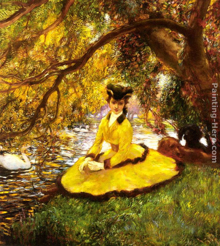At the Riverbank painting - Gaston La Touche At the Riverbank art painting